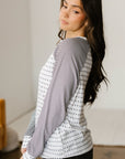 Stripe Raglan Patchwork Long Sleeve Top