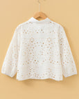 Eyelet Embroidered Puff Sleeve Cropped Shirt