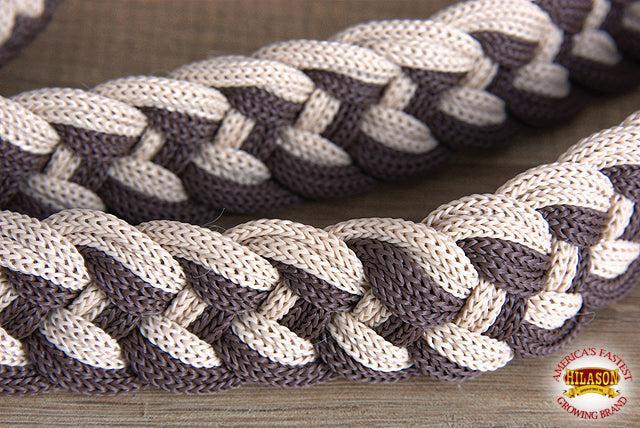 Hilason Braided Poly Barrel Racing Contest Flat Reins 1" X  8Ft Tan Black