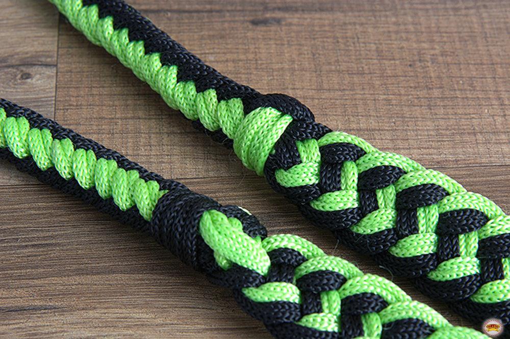 Hilason Braided Poly Barrel Racing Contest Flat Reins 1" X  8Ft Tan Black