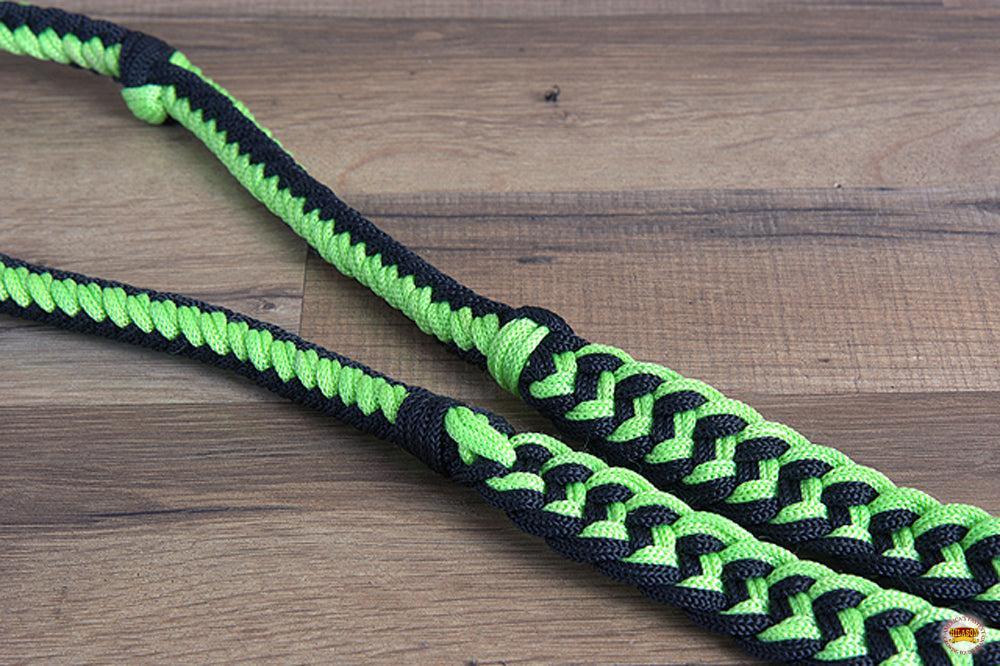 Hilason Braided Poly Barrel Racing Contest Flat Reins 1" X  8Ft Tan Black