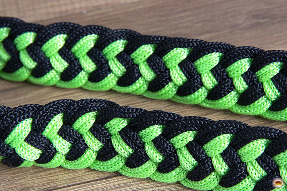 Hilason Braided Poly Barrel Racing Contest Flat Reins 1" X  8Ft Tan Black