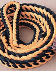 Hilason Braided Poly Barrel Racing Contest Flat Reins 1" X  8Ft Tan Black