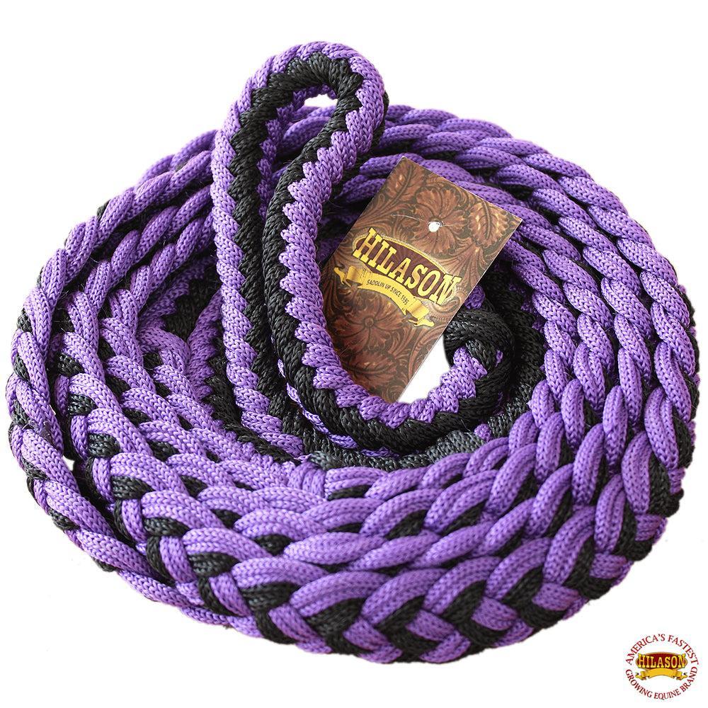 Hilason Braided Poly Barrel Racing Contest Flat Reins 1" X  8Ft Tan Black