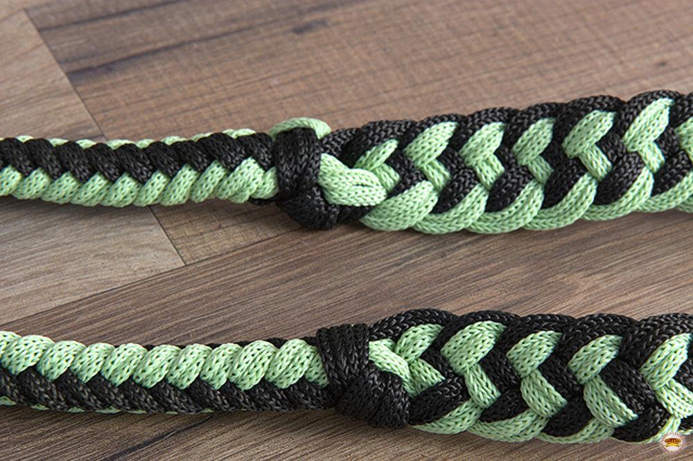 Hilason Braided Poly Barrel Racing Contest Flat Reins 1" X  8Ft Tan Black