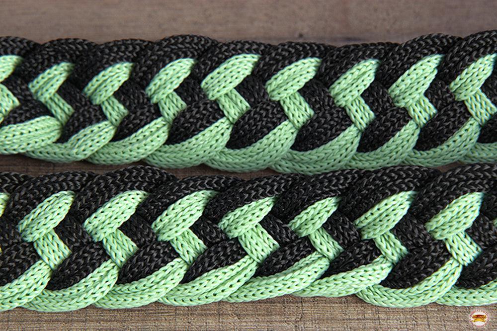 Hilason Braided Poly Barrel Racing Contest Flat Reins 1" X  8Ft Tan Black