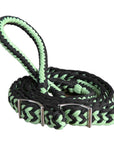 Hilason Braided Poly Barrel Racing Contest Flat Reins 1" X  8Ft Tan Black