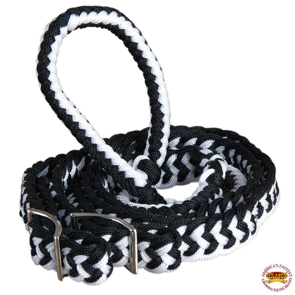 Hilason Braided Poly Barrel Racing Contest Flat Reins 1" X  8Ft Tan Black