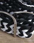 Hilason Braided Poly Barrel Racing Contest Flat Reins 1" X  8Ft Tan Black