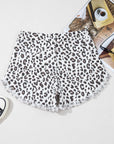 Leopard Frayed Hem Denim Shorts