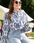 Alora Pattern Print Notch PLUS Shirt