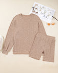 Ribbed Knit Pullover Top and Biker Short Set