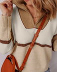 Guinevere Zipped Collared Pullover Sweater