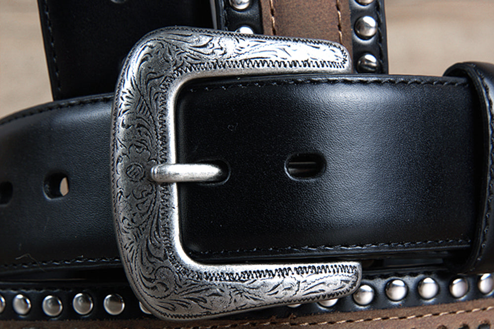 44" G Bar D 1.5" Black Leather Strap Mens Cowboy Belt W/ Silver Concho