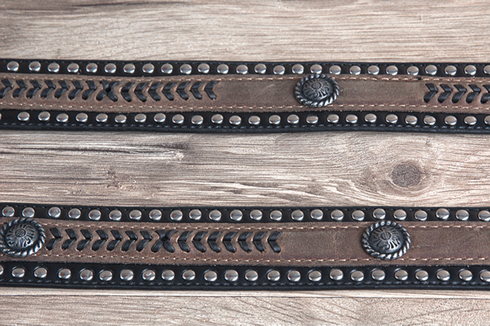 44" G Bar D 1.5" Black Leather Strap Mens Cowboy Belt W/ Silver Concho