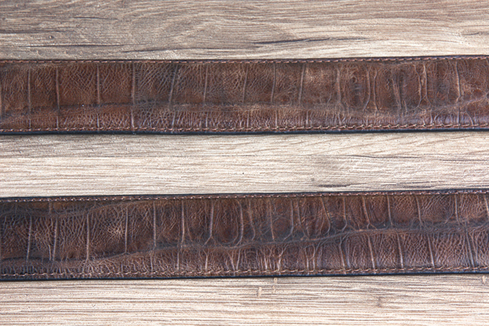 42" Roper Western 1.5" Gator Print Leather Cowboy Mens Belt Silver Buckle Cognac