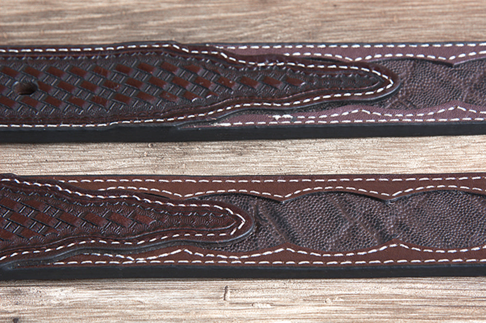 42" Roper Western 1.5" Elephant Print Basketweave Ends Mens Cowboy Belt Brown