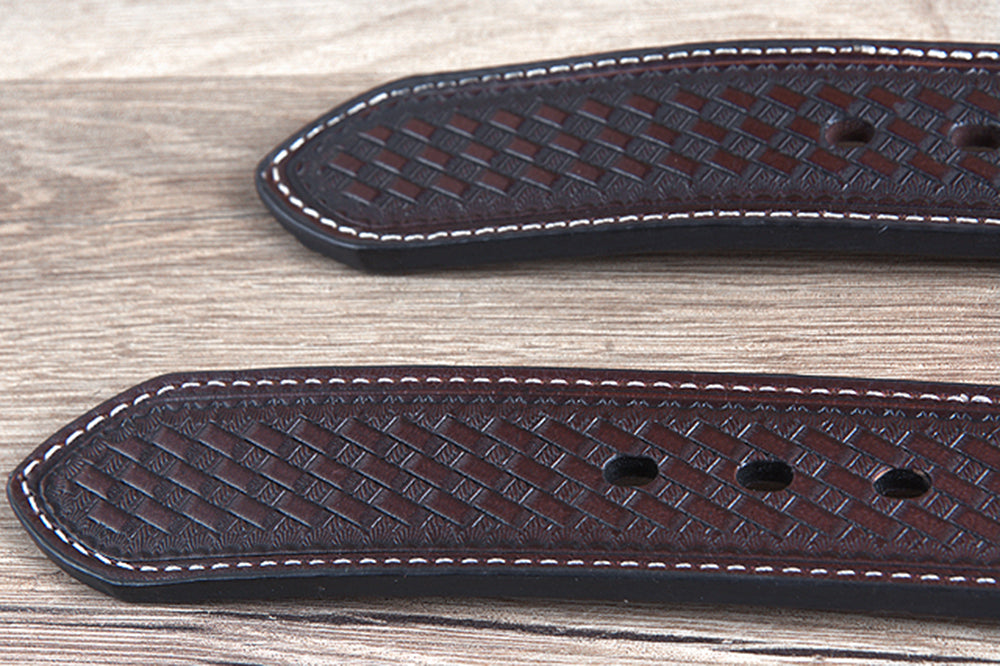 32" Roper Western 1.5" Elephant Print Basketweave Ends Mens Cowboy Belt Brown