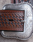 42" Roper Western 1.5" Dude Taupe Leather Basketweave Ends Mens Cowboy Belt