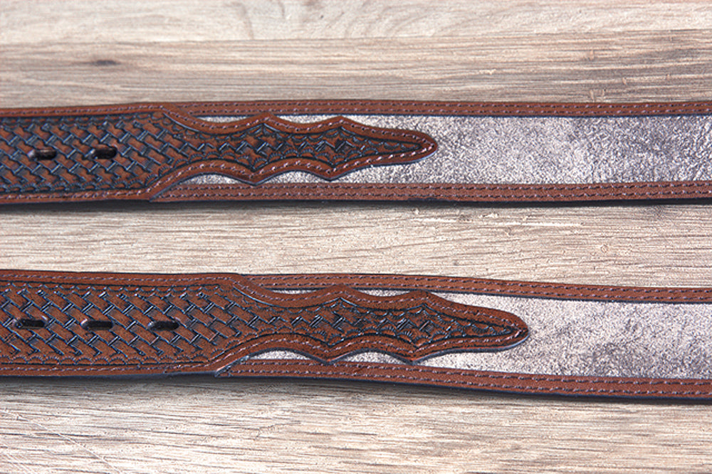 32" Roper Western 1.5" Dude Taupe Leather Basketweave Ends Mens Cowboy Belt