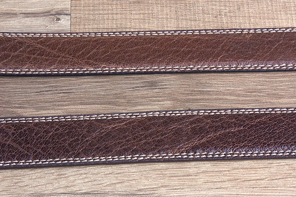 44" G Bar D Wide Crazy Horse Leather Tabs Mens Cowboy Belt Silver Buckle Brown