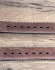 46" G Bar D Wide Crazy Horse Leather Tabs Mens Cowboy Belt Silver Buckle Brown