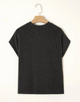 Colorblock Corded Knit Pocketed Crew Neck T-Shirt