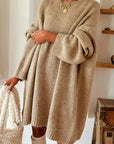 Solid Drop Shoulder Oversize Mini Sweater Dress