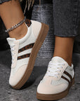 Lila Leather Patchwork Flat Sneakers