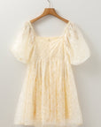 Winter Bubble Sleeve Square Dress