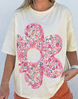 Floral Patchwork Raw Seam Oversize Tee