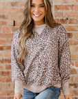 Leopard Patchwork Crew Neck Sweatshirt