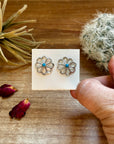 Zuni Cluster Earrings – Small Turquoise Flower in Sterling Silver