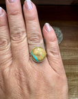 Small Ring - Size 8 1/2 - Ribbon Turquoise & Sterling Silver