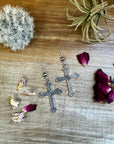 Cross earrings with 6 mm sterling silvers pearls