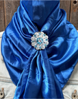 35X35" Solid Electric Blue Wild Rag / Scarf WRS17 - Crystal Concho Wild Rag Slides - Assorted
