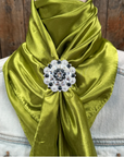35X35" Solid Light Green Wild Rag / Scarf WRS22 - Crystal Concho Wild Rag Slides - Assorted