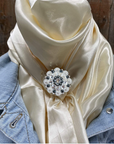 35X35" Solid Cream Wild Rag / Scarf WRS11 - Crystal Concho Wild Rag Slides - Assorted