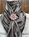 35X35" Solid Silver / Grey Wild Rag / Scarf WRS15 - Crystal Concho Wild Rag Slides - Assorted