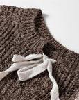 Colorblock Cable Knit Patchwork Tied Back Sweater