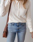 Teresa Color Waffle Half Long Sleeve Top