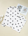 Bow Tie Long Sleeve Top and Pants Pajama Set