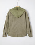 Textured Knit Pocketed Drawstring Hooded Jacket