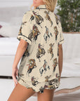 Baha Ranch Vintage Cowgirl Satin Ruffle Western Pajama Set