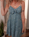 Floral Knot Spaghetti Straps Flared Dress
