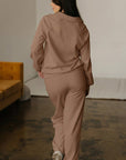 Solid V-Neck Pullover and Drawstring Sweatpants Set