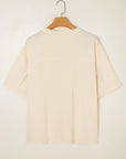Floral Patch Exposed Stitching Crew Neck Tee