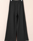 Solid Tied High-Waist Pleated Sweatpants
