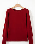 Solid Extended Cuff Long Sleeve Top