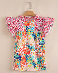 Keyla Floral Mixed Ruffle Cap Sleeve Blouse